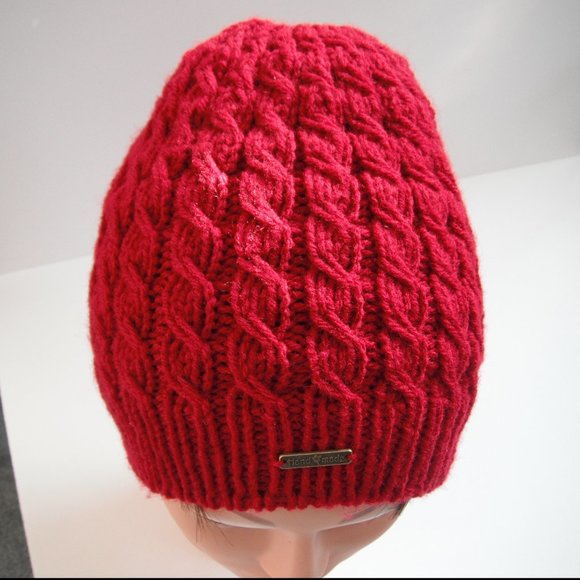 Hand Knitted Hat Toque One Size Acrylic Burgundy - 005 Hand knit by me - Picture 3 of 10